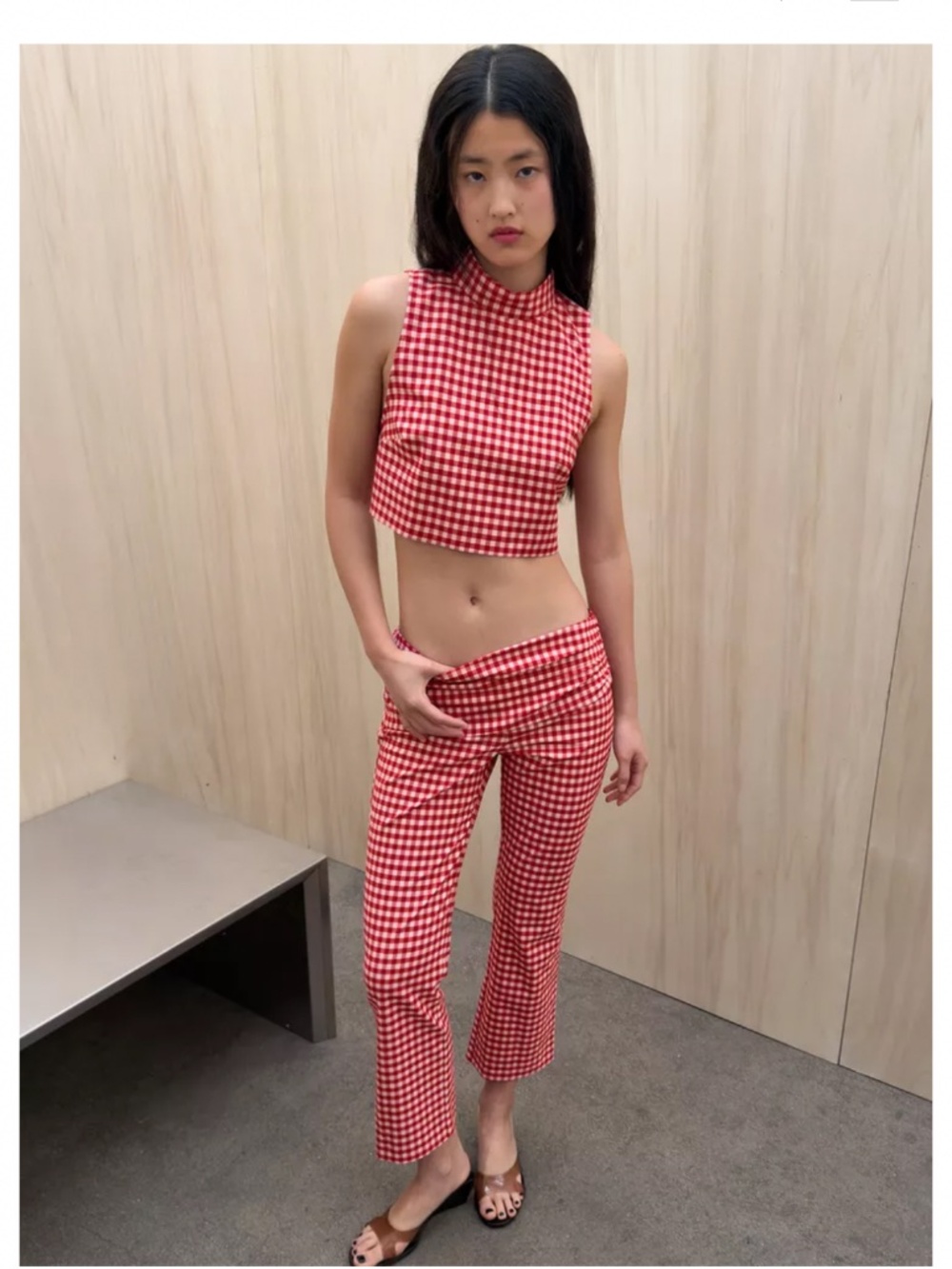 Zara Gingham Capri Pants